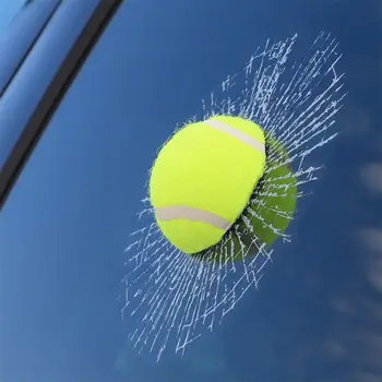 3D автомобилни стикери Забавен автостайлинг Топката се удари в прозореца на колата Бейзбол Саморазрывающаяся футболна стикер, стикер за стъкло за тенис, баскетбол T7A7