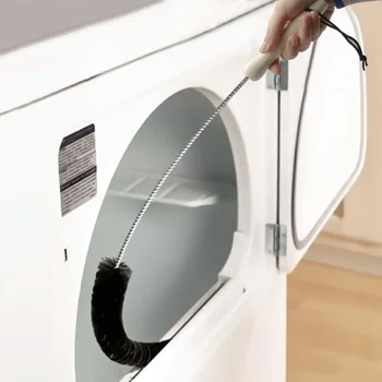 Черна цилиндрична форма Гъвкава четка за почистване на вентилационните отвори на перални машини, сушилни и намотки на хладилника, за Пречистване на битови почистващи препарати