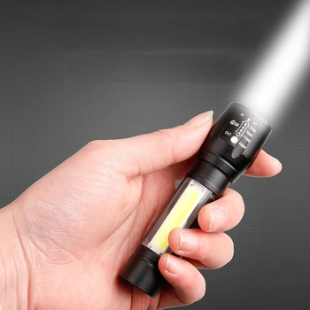 Led фенерче със странична подсветка, мощен светлина, телескопична увеличение, USB Акумулаторна мини-фенерче, джобно външно осветление