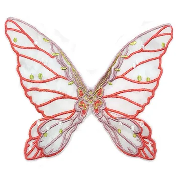 1 бр. цветни парче пеперуди, дантелено дъното на окото, неверни яка, Бродирани аксесоари за детски дрехи 24x19 см