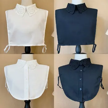 Sitonjwly 2023 Бяла риза, с Подвижна яка за женски блузи, Потници, Режийни яки, Дамско колие, Декоративен външен яка