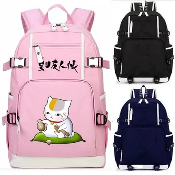 Natsume Yuujinchou Nyanko Sensei Cat Розова Раница Училищна Чанта Ежедневни Тийнейджърката Студентски Книга Пътен Лаптоп За Момичета И Момчета Чанти Подаръци
