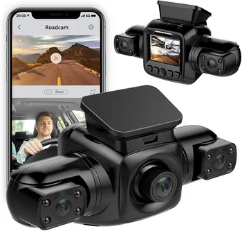 4 Камера 1080P + 1080P + 1080P Автомобилен Видеорекордер WiFi GPS Дървар за Нощно Виждане С Две Лещи Dash Камера С Обектив за Обратно виждане 3-Канален Автомобилна Камера