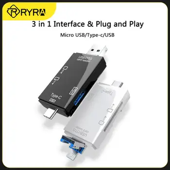 Четец на карти с памет RYRA TF SD Преносим USB 2.0 Type C Адаптер за флаш карти памет с два слота за Компютърни Кабели И Аксесоари