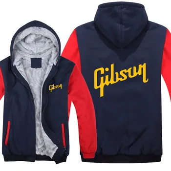Китара на марката Gibson Качулки Мъжки палто с цип флисовые изолирана любителите на музиката на Хип-хоп Hoody Гибсън Мъжки дрехи