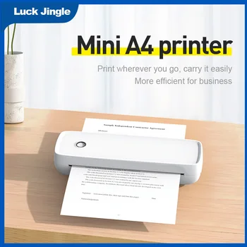 Термопринтер формат А4, мини преносим принтер формат А4, печат без мастило или тонер, Bluetooth за мобилен телефон, КОМПЮТЪР, принтер за PDF документи