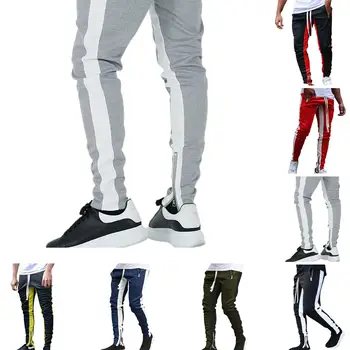 Мъжки спортни панталони на открито, еластични спортни панталони, мъжки есенно-зимни всекидневни спортни панталони с ципове за джогинг, стегнати панталони, спортни облекла, панталони