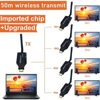 50 м Безжичен удължител HDMI Приемник видеопередатчика от 1 до 2 3 4 Дисплей 1x4 дървен материал за PS3/4 камери, лаптоп, КОМПЮТЪР за телевизор, монитор, проектор