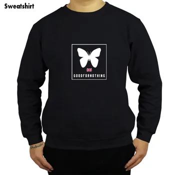 новост, на хладно мъжки hoody с кръгло деколте и логото на марката Good For Nothing Butterf, есенно-зимни ежедневни блузи sbz4326