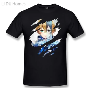 Мъжки t-shirt LIDU Eugeo X Kirito, 100% памук, тениска с изображение на меч, забавни дрехи големи размери