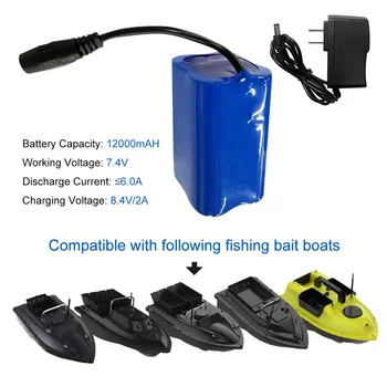 2 елемента Литиева акумулаторна батерия с капацитет 12000 mah зарядно устройство за риболов на лодка с стръв, пътувания за риболов, штепсельная вилица САЩ / ЕС по Избор
