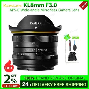 Kamlan 8 мм F3.0 APS-C Широкоъгълен Обектив с фиксирана фокусиране, Чист Ръчен Обектив, Беззеркальный Обектива на Камерата