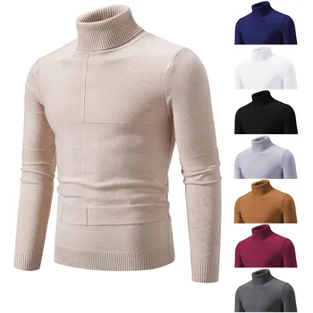 Есен /Зима 2023, Нова корейска версия, на тенденциите на мъжката мода, монофонични трикотаж, младежки пуловер, долна пуловер