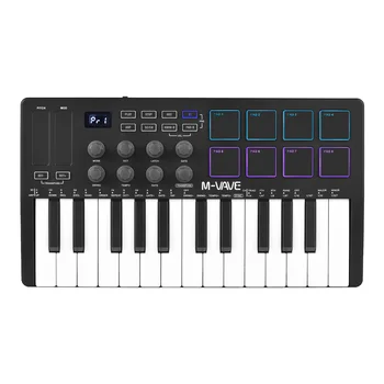 25-ключ клавиатура MIDI клавиатура M-VAVE Преносим USB клавиатурата контролер с 25 чувствителни към скоростта на клавишите, 8 пэдов с RGB подсветка, 8 дръжки