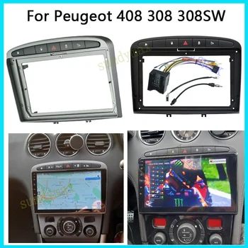 отрежете лентата с кола Комплект панел за таблото на PEUGEOT 408 308 2008-16 9-- инчов радиоплеер с голям екран