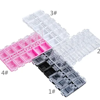 1БР Празна Пластмасова Кутия за съхранение на страз за нокти, Органайзер, Прозрачен /Розов цвят / Дизайн на ноктите, Кристали, Бижута, Мъниста, Контейнер