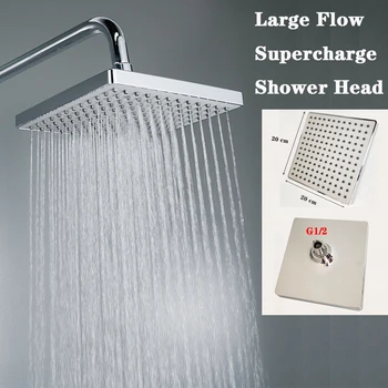 Накрайник за душ, с голям поток от валежите, монтирана на тавана, 8 Инча Квадратен Abs-пластмаса, Дебели Горния Спрей за душ с високо Налягане, Аксесоари за баня