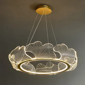 Постмодернистские висящи лампи за дневна, Лесен топло домакински лампа във формата на листа на Лотос, led лампа за ресторанта, спални, Дизайнерски Окачен лампа