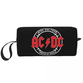 Пътна Реколта чанта за тоалетни принадлежности в стил Рок, AC DC, музикална група Kawaii Heavy Metal, Козметичен Органайзер за грим, Кутия за съхранение на козметика за жени
