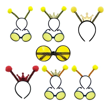 Универсална превръзка на главата под формата на анимационни пчелите, Слънчеви очила за Хелоуин, Карнавал, украса за коса