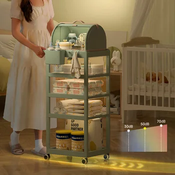 Шкаф за съхранение, помощна количка на колела, Многофункционални кухненски колички, Бебешки аксесоари, Многопластова кошница-органайзер за бебешки бутилки