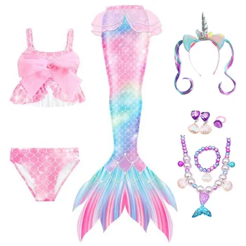 Опашки на русалки за момичета, костюм на русалка за плуване, детски рокли на русалки, костюми на принцеси за cosplay, подарък за рожден ден