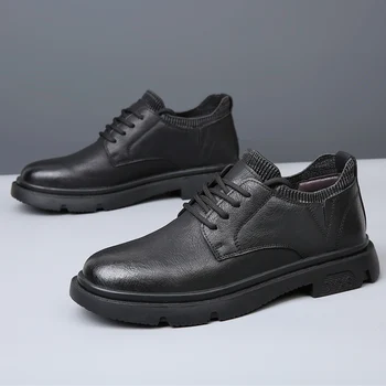 Зимни кожени обувки за мъже, ръчно изработени обувки, ежедневни обувки от естествена кожа за мъже, нескользящие улични лоферы 38-48
