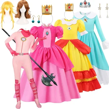 Ролева игра Праскова принцеса рокля за момичета Дейзи Розалина Cosplay костюм Comic Con Детско праскова бална рокля роба, за парти на Хелоуин