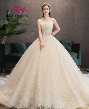 2023 Ново сватбена рокля без презрамки и голям размер, просто елегантна сватбена рокля на булката, луксозни булчински рокли с висока разделителна способност WX0363