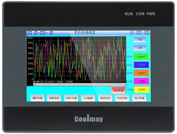 Coolmay 4.3 инча EX3G-43i-24MR-2AD1DA-PT-V-485P 12 Релейни изходи Pt100 0-10 В Аналогов вход-изход за управление на Вграден контролер PLC