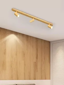 Модерна led полилей за коридор, коридор, килер, хол, кухня, Тавана лампа с прожектором имитира дърво