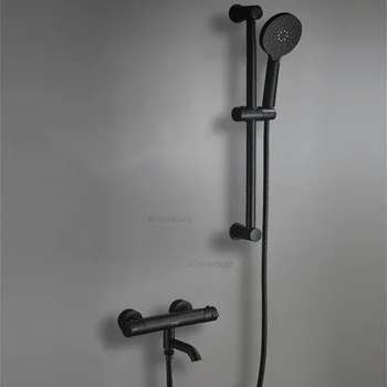 Смесители за душ от скандинавски месинг аксесоари за баня, стенен смесител за душ, Креативна домакински квадратна душ система