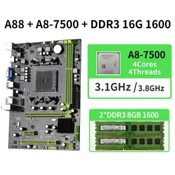 Дънната платка на AMD A88 FM2 / FM2 + с процесор A8 7500 AMD 16 GB DDR3 1600 Mhz AM4 с отлична производителност в игрите, A88