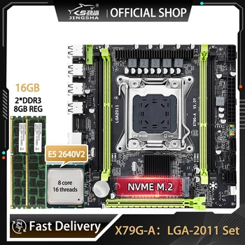 Комплект дънната платка X79 LGA 2011 Xeon E5 2640V2 с Паметта DDR3 ECC 2*8 GB = 16 GB PC Игри Placa Mae LGA2011 Kit Assembly X79