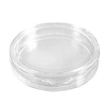 10 бр. малки кръгли прозрачни пластмасови капсули за монети в кутията 24 мм