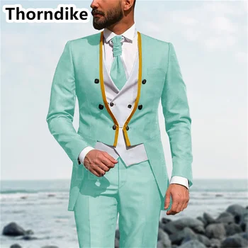 Thorndike 2022 Гореща разпродажба, Обичай двубортный Мъжки блейзър в пном пен, Сватбен смокинг на Младоженеца, яке, Жилетка, Комплект панталон