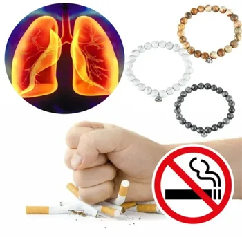 Мъжката Гривна за отказ от тютюнопушене, Отказване от никотина, Контрол на дим, Освобождение от зависимост, Успокояващ Магнитна Гривна от естествен камък
