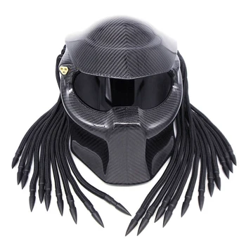 RTS Cool Shapes For Predator Мотоциклет шлем от истинско въглеродни влакна, пълен с каска на железен воин