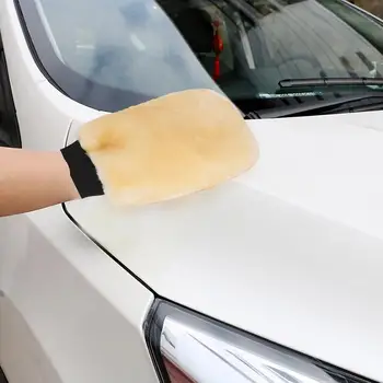 Цельнокроеные ръкавици за почистване на автомобили Вълнени ръкавици за миене на коли Плюшени ръкавици за полиране на автомобили Вълнени аксесоари за почистване на автомобили