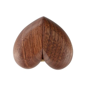 Кутия за пръстените от орехово дърво във формата на сърце, Кадифена Мека Вътрешна употреба, органайзер, дървени ковчег за бижута, калъф за предложения за брак