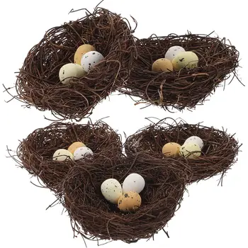 Bird ' s nest Украса птици Занаяти Яйчни гнезда Къщичка за яйца Изкуствени Декорации Пролетно-Великденски Украшение на Изкуствен Интериор Къщички