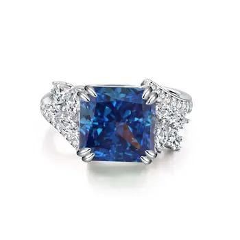 Модно Нов пръстен със съкровища от сребро 925 проба цветовете на морските вълни-синьо за жени с прекрасен диамантен пръстен в комплект с пръстен с высокоуглеродистым перла и цирконии